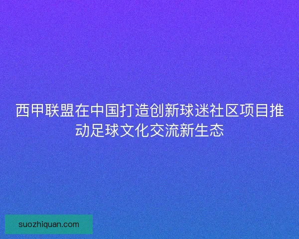西甲联盟在中国打造创新球迷社区项目推动足球文化交流新生态