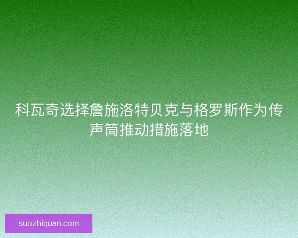 科瓦奇选择詹施洛特贝克与格罗斯作为传声筒推动措施落地